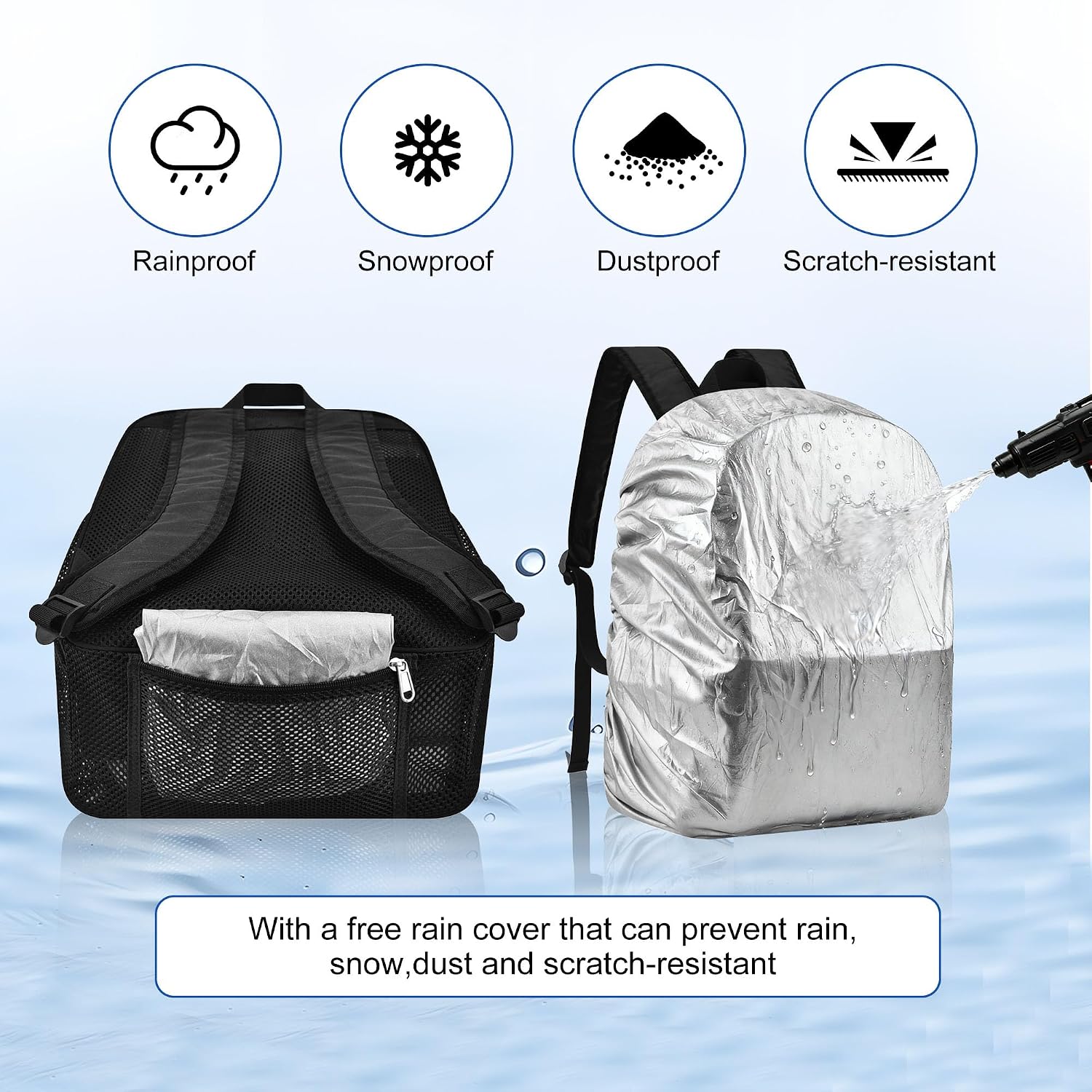 Duty Mesh Backpack with Rain Cover Ventilated Swim & Gym Bag college mesh backpack See Through Backpacks (Black)
