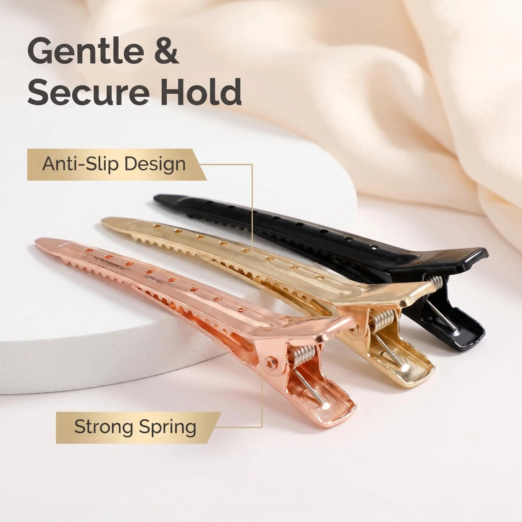 Hair Clips 15Pcs Professional Styling Set, Salon-Grade Non-Slip Sectioning Alligator Clips for Hair Dyeing, Perming & Home Grooming