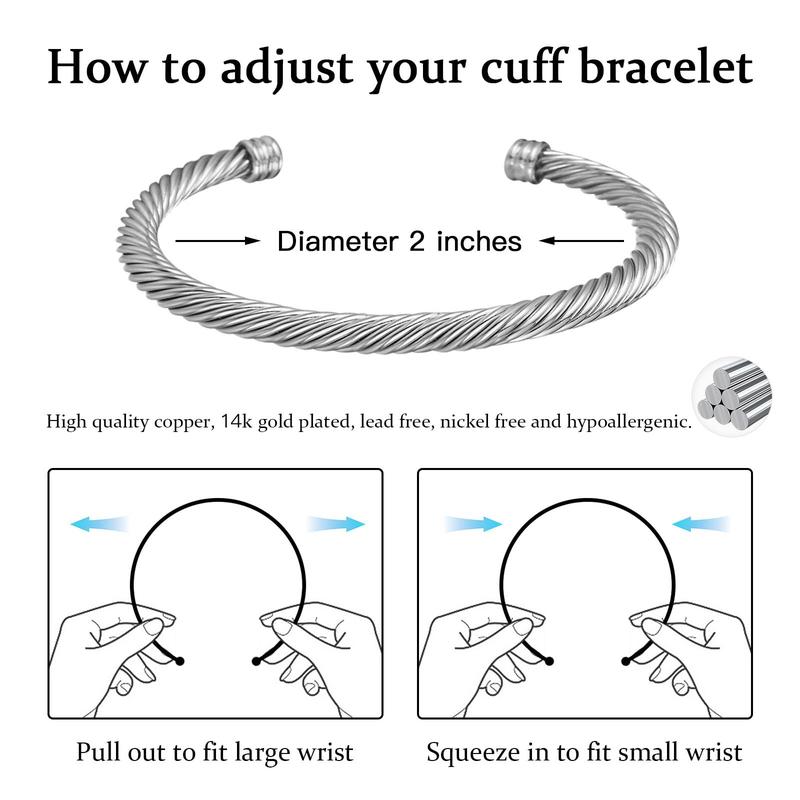 MYTYS Cable Bracelet for Women Fashion Vintage Twisted Cuff Elegant Minimalist Bangle Adjustable Wrist Jewelry Trendy Jewellery Accessories