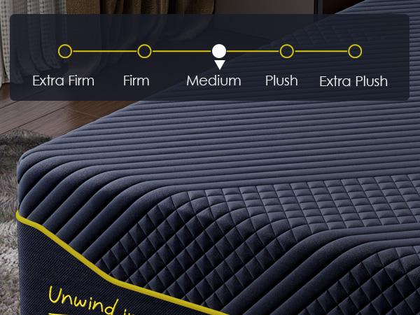 Gel-Infused Memory Foam Mattress! 10/12/14 Inch – King/Queen/Full/Twin. Cooling Washable Cover, Bed in a Box (Navy Blue)