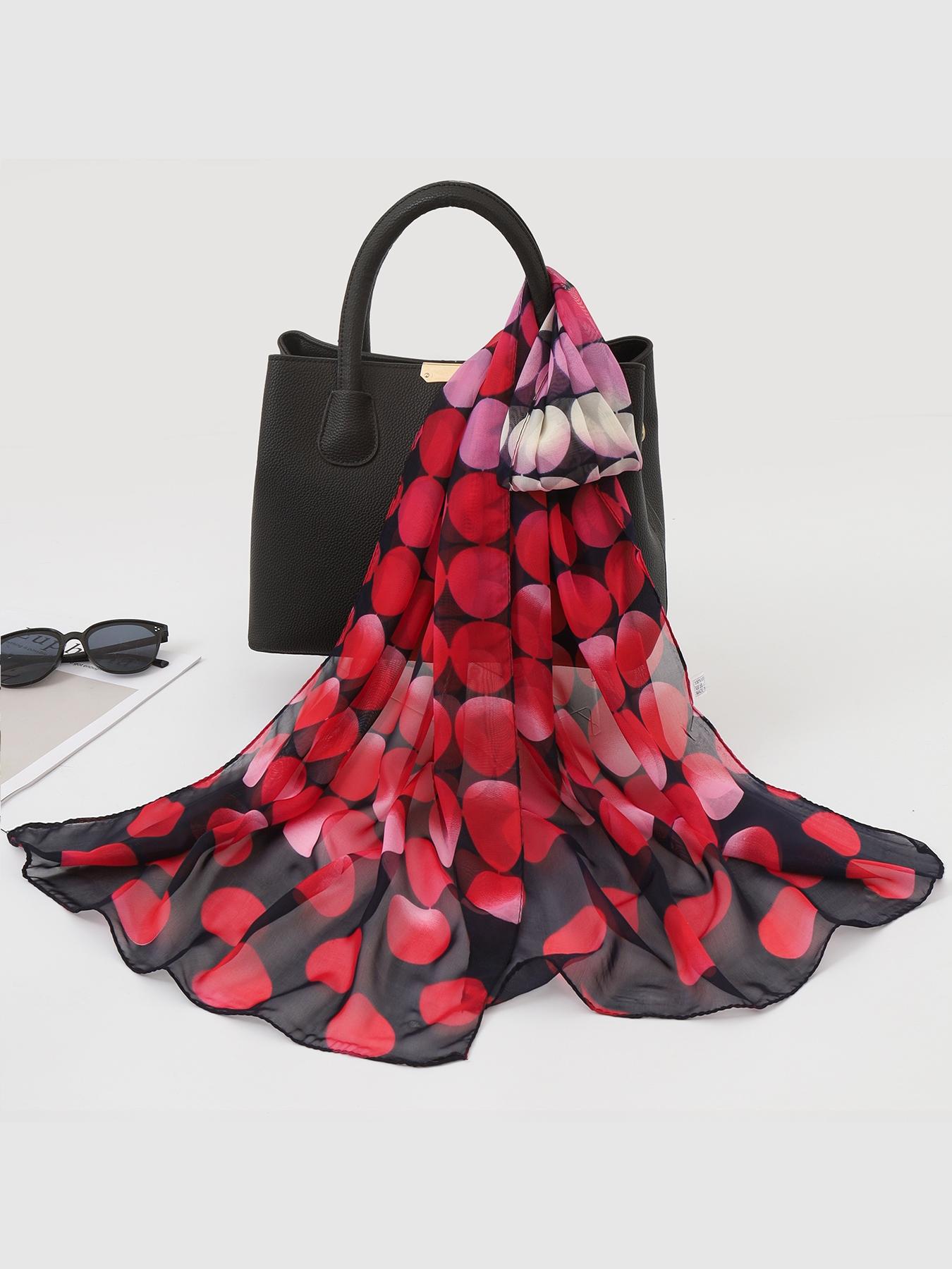 Women's Geometric Print Chiffon Scarf, Loose-Fit Fashion Neck Warmer, Spring & Fall Lightweight Sun Protection Wrap, Casual Style Accessory