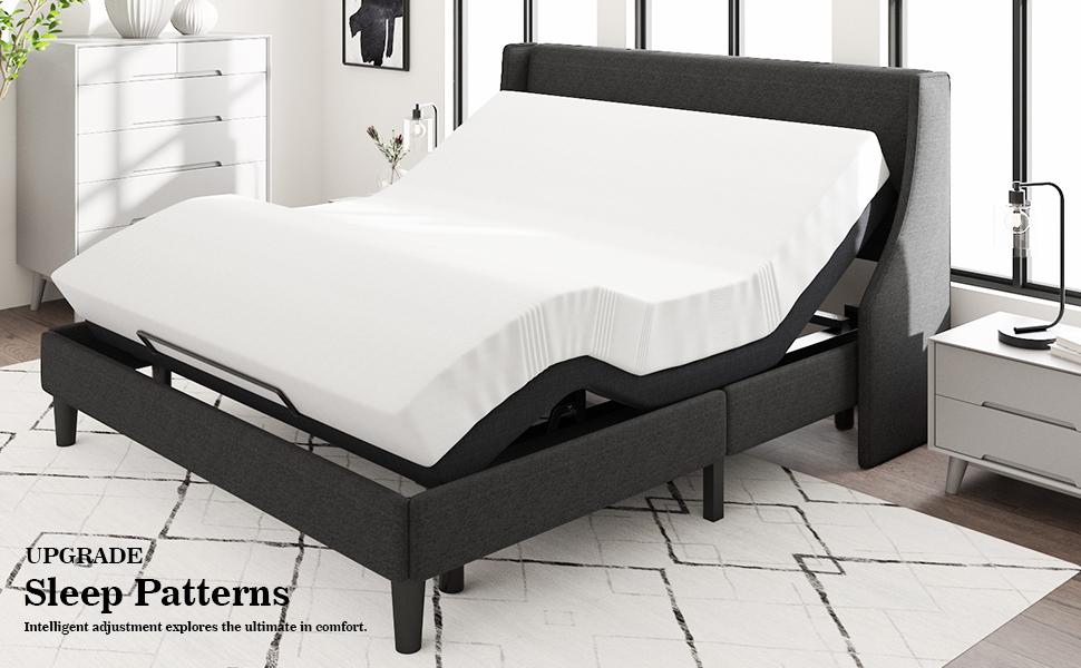 Allewie Txl/Full/Queen/King Adjustable Bed Frame with New Generation Motor, Wireless Remote, Head and Foot Incline, Intelligent Sleep Aid, Zero-Gravity, High Weight Capacity, Basic/Upholstered,#TikTokShopBacktoSchool
