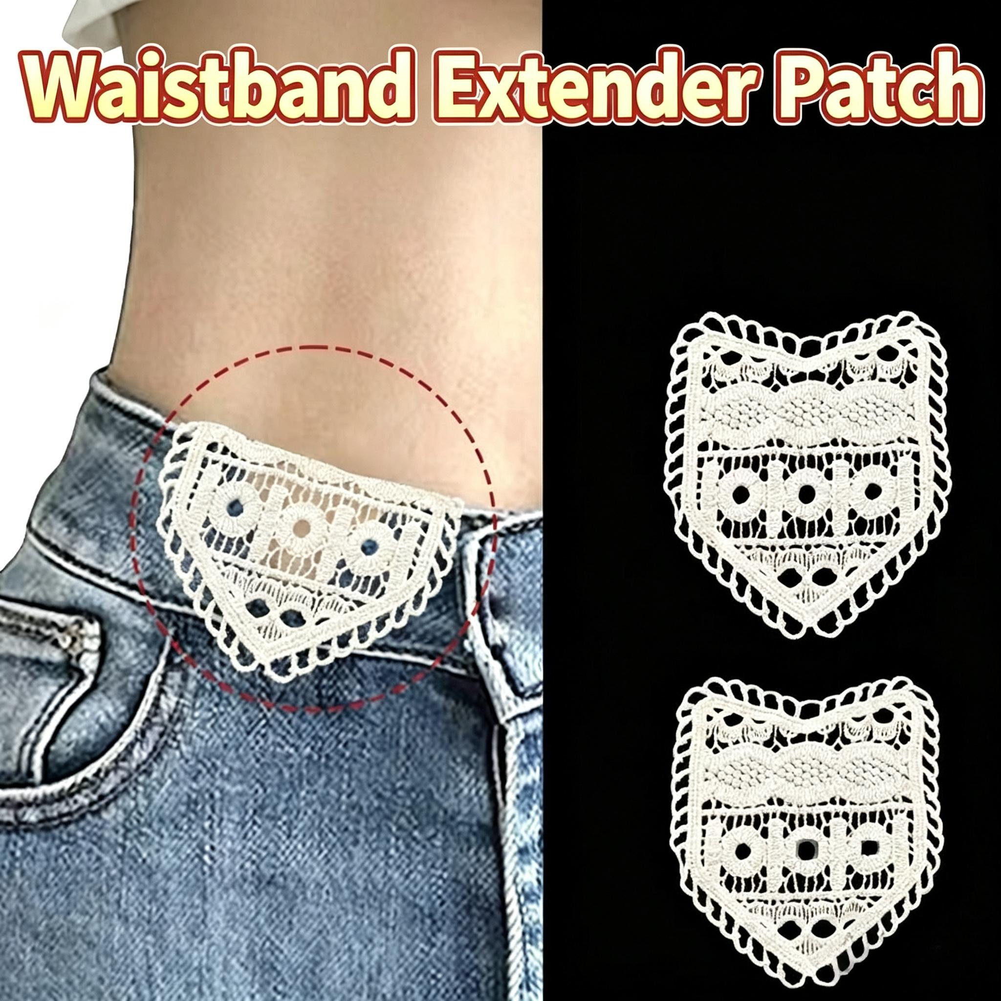 11-Pcs Jeans Waist Extender Bag Accessory, Adjustable Pants Waistband Extension with Lace Embroidery Fabric Insert, Comfortable Clothing Size Adjustment Tool