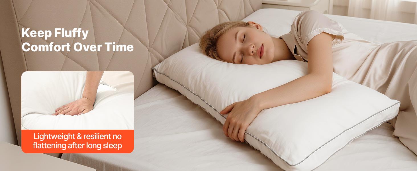 Bed Pillows for Sleeping, Set of 2, King Size Luxury Quality Hotel Pillows with Original Down Alternative Filling, Supportive and Fluffy, Bedding for Back, Stomach and Side Sleepers, White