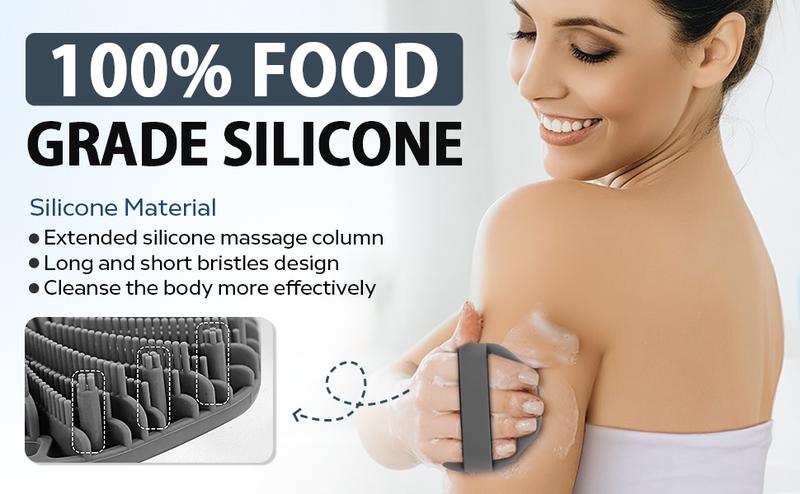 Silicone Body Scrubber，Exfoliating Body Scrubbers for use in Shower,Gentle Exfoliating and Lather Well，Silicone Body Brush for Showering and Anti-Slippery Handles for All Skin Types