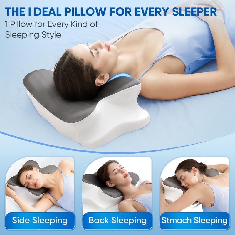 Butterfly-shaped neck pillow with storage bag, Orthopedic Memory Foam pillow with washable silk pillowcase, a perfect gift for birthdays, Valentine's Day, and Christmas, suitable for side, back, and stomach sleepers, home, travel, camping