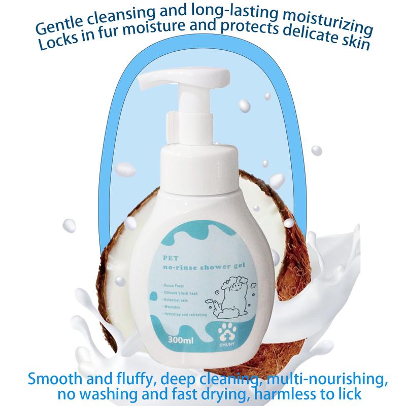 Chuny Pet Shower Gel, 300ml Plant-based Formula, Suitable for Cats and Dogs, Pet Shampoo, No Need to Rinse After Use