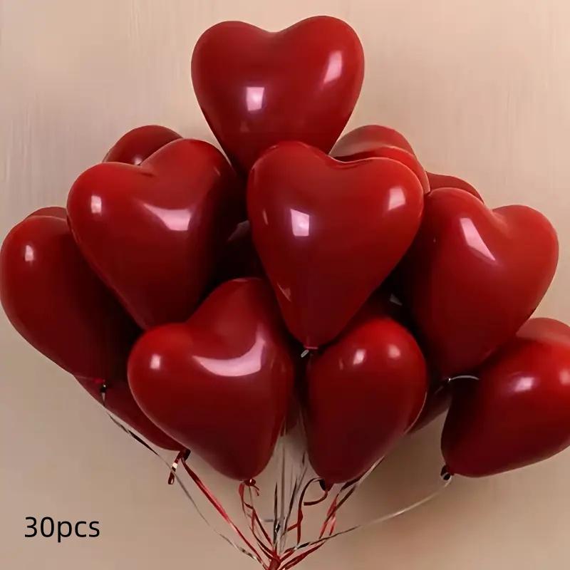 30 Romantic Heart Balloons, 10 Inch Latex Non-Burst Heart Balloons, Perfect for Valentine's Day, Reusable, Wedding, Birthday, Indoor Celebrations