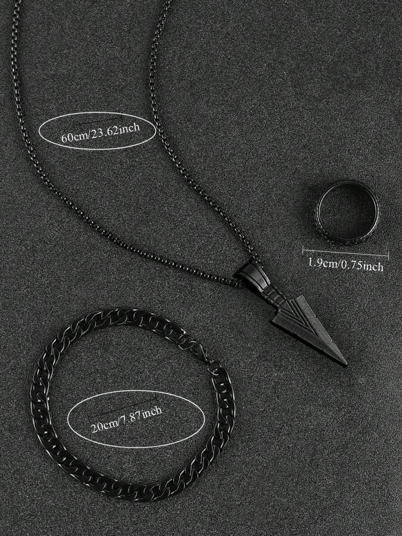 Men's 3-Piece Minimalist Chain Jewelry Set, Includes Necklace, Bracelet & Ring, Perfect for Casual, Sports & Daily Wear