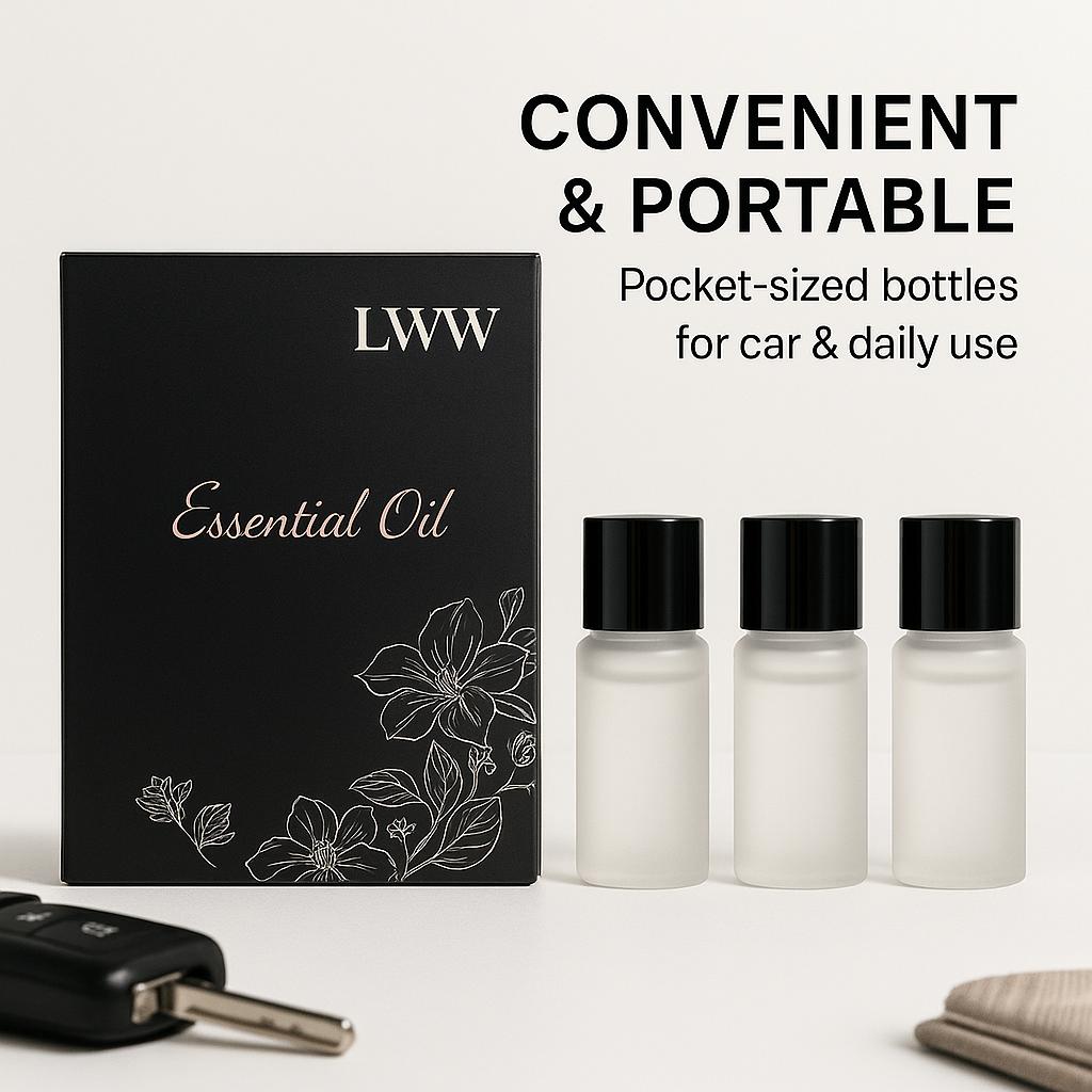 LWW Car Diffuser Refill Kit - 3 Pack (10ml Each) Long-Lasting Fragrance for Car, Home & Office