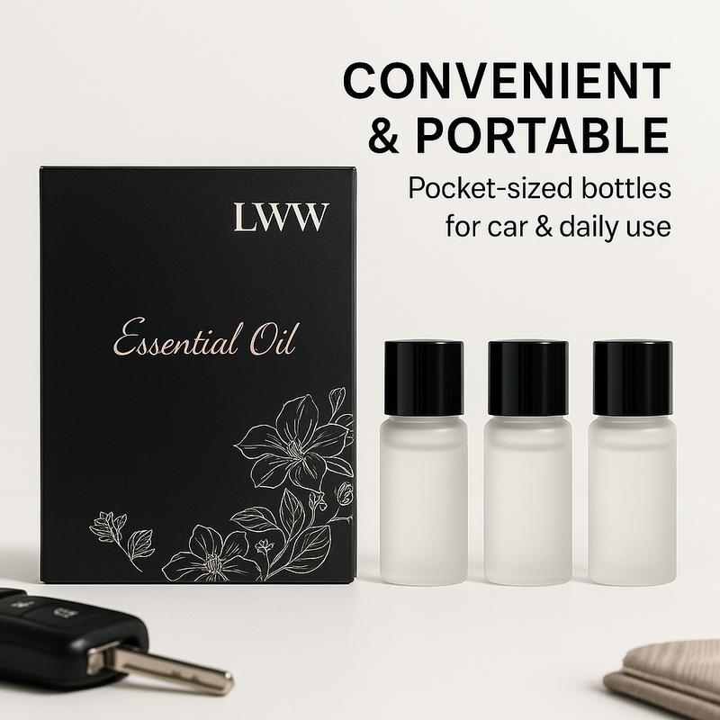 LWW Car Diffuser Refill Kit - 3 Pack (10ml Each) Long-Lasting Fragrance for Car, Home & Office