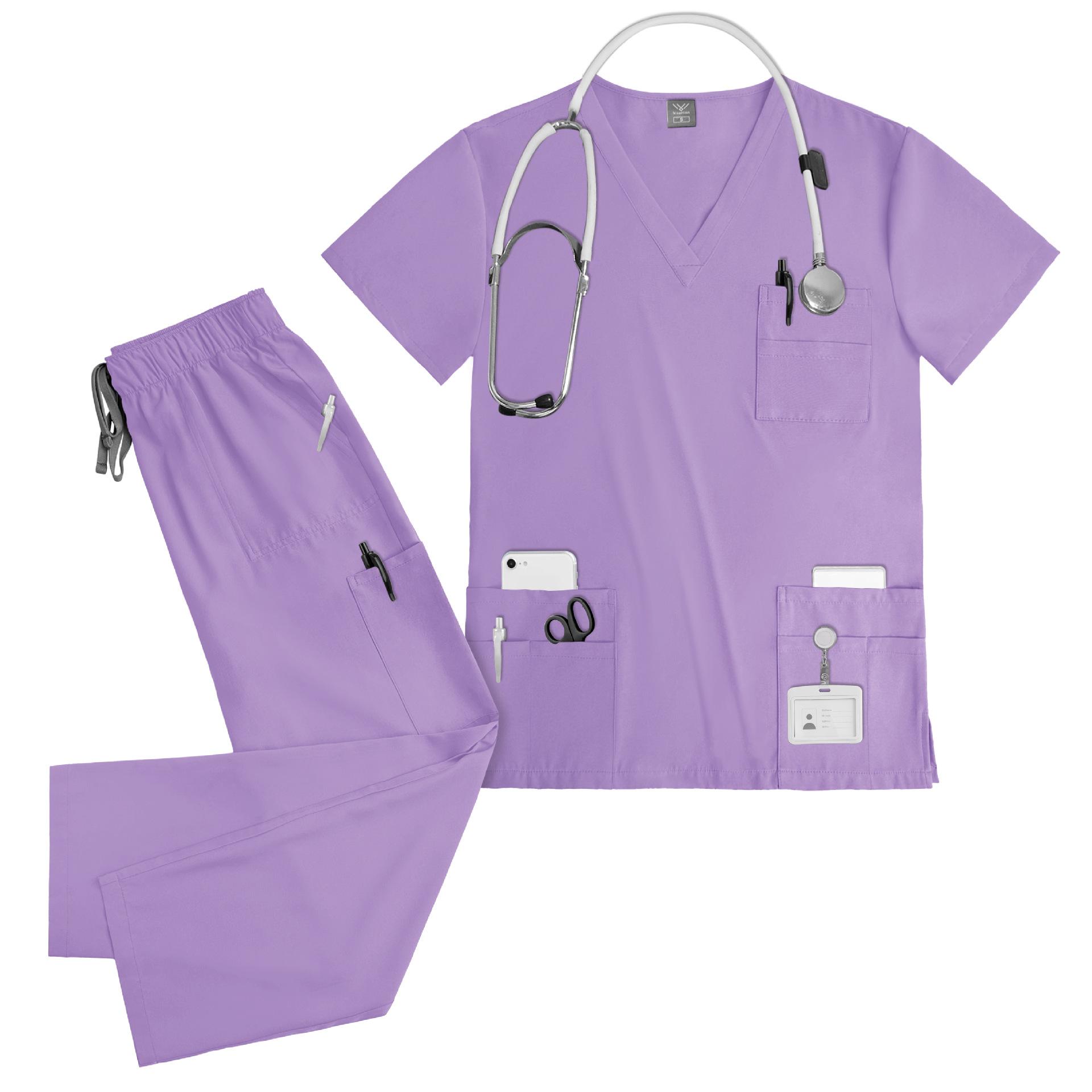 Summer Thin Unisex Short Sleeve Scrubs Operating Room Scrub Suits Stretchy Quick-Drying and Breathable Suitable for Operation Assistance, Outpatient Duty Daily Operations and Other Scenarios Easy to Clean and Maintain Wear-Resistant and Practical