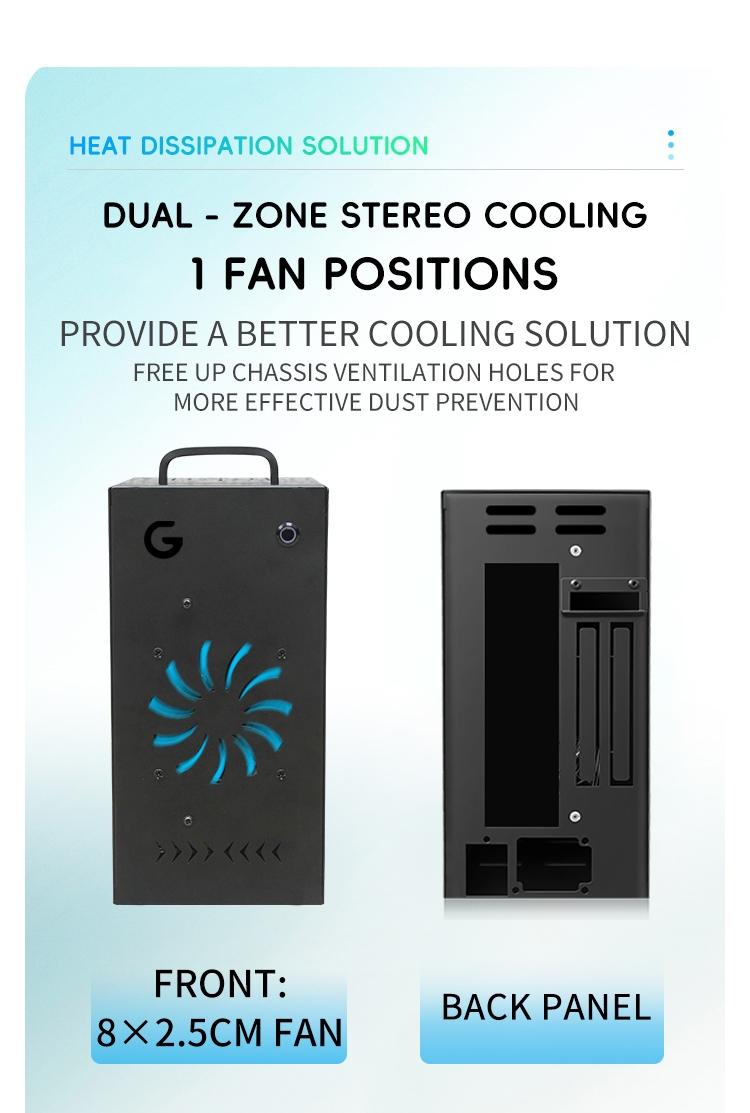 Mini Itx Computer PC Desktop Case, Home Use 2 Bay Nas Box, Compact Portable Handheld, Includes Accessories Screws Switch Handle Foot Pads