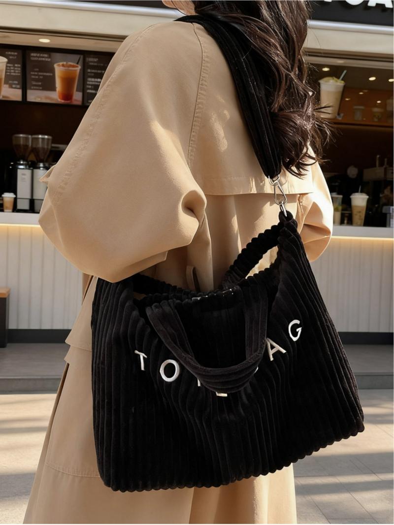 Relaxed fit, large capacity corduroy handbag, Crossbody Purses, casual crossbody bag, commuter shoulder bag, Hobo shoulder bag, tote bag. Suitable for commuting, shopping, leisure outings, work, etc.