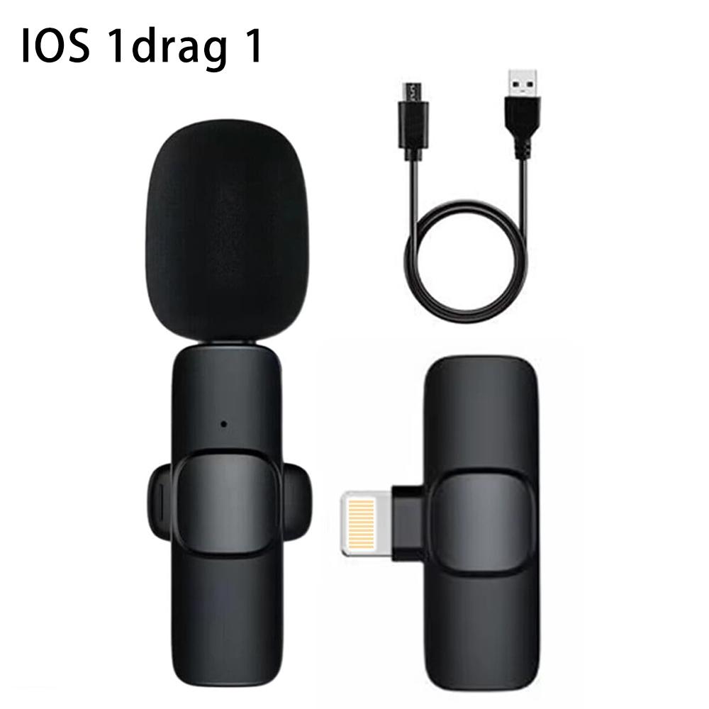 Wireless lavalier microphone (with velvet microphone cover) suitable for IOS or Android black mini professional noise cancelling microphone, mobile live streaming, suitable for outdoor video logs, travel TikTok and adventure vlogs, noise cancelling microp