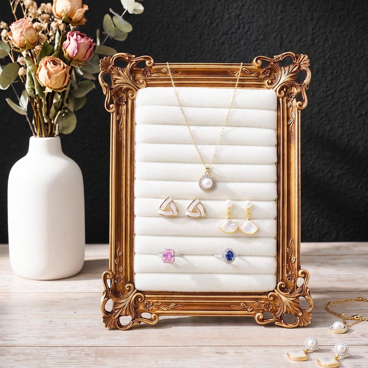 European Floral Frame Jewelry Display Stand, Resin Material Luxury Desktop Earring Holder Organizer, Perfect for Weddings and Gifts