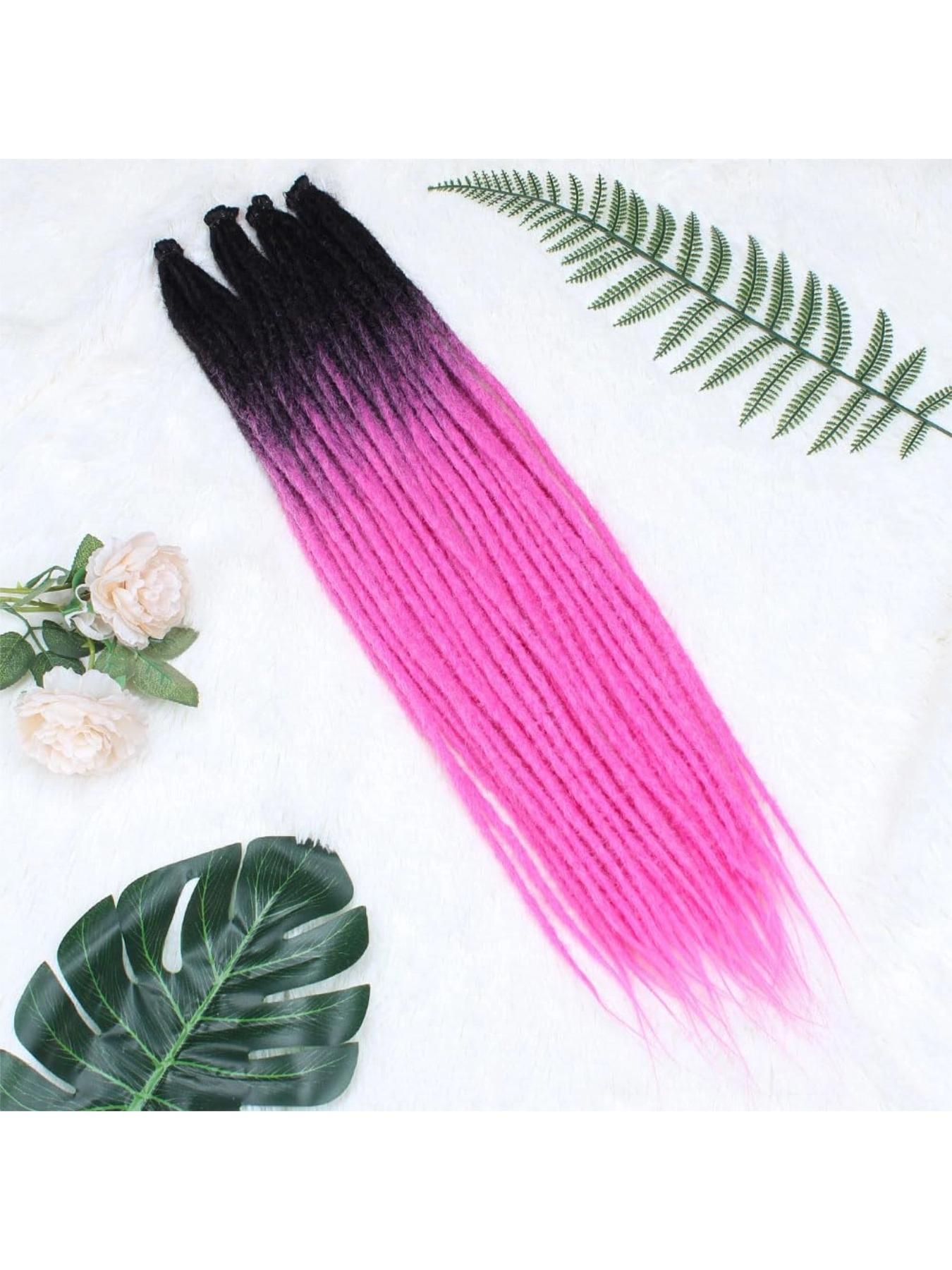 40 pcs Violet Red Dreadlock Extensions, 22" Synthetic Braiding Hair Crochet Dreads Extensions 100% Handmade Single Ended Dreads Thin 0.6cm Width Reggae Style Dreadlock for People