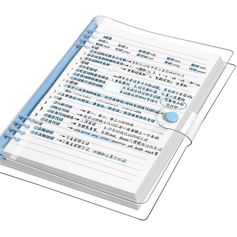 B5 size learning notebook with PVC transparent cover, ring-bound design supports layered notes and mind maps, perfect for structured focused learning, comes with B5 160 pages and B5 blank 160 pages, suitable for school homework, class notes and work logs,
