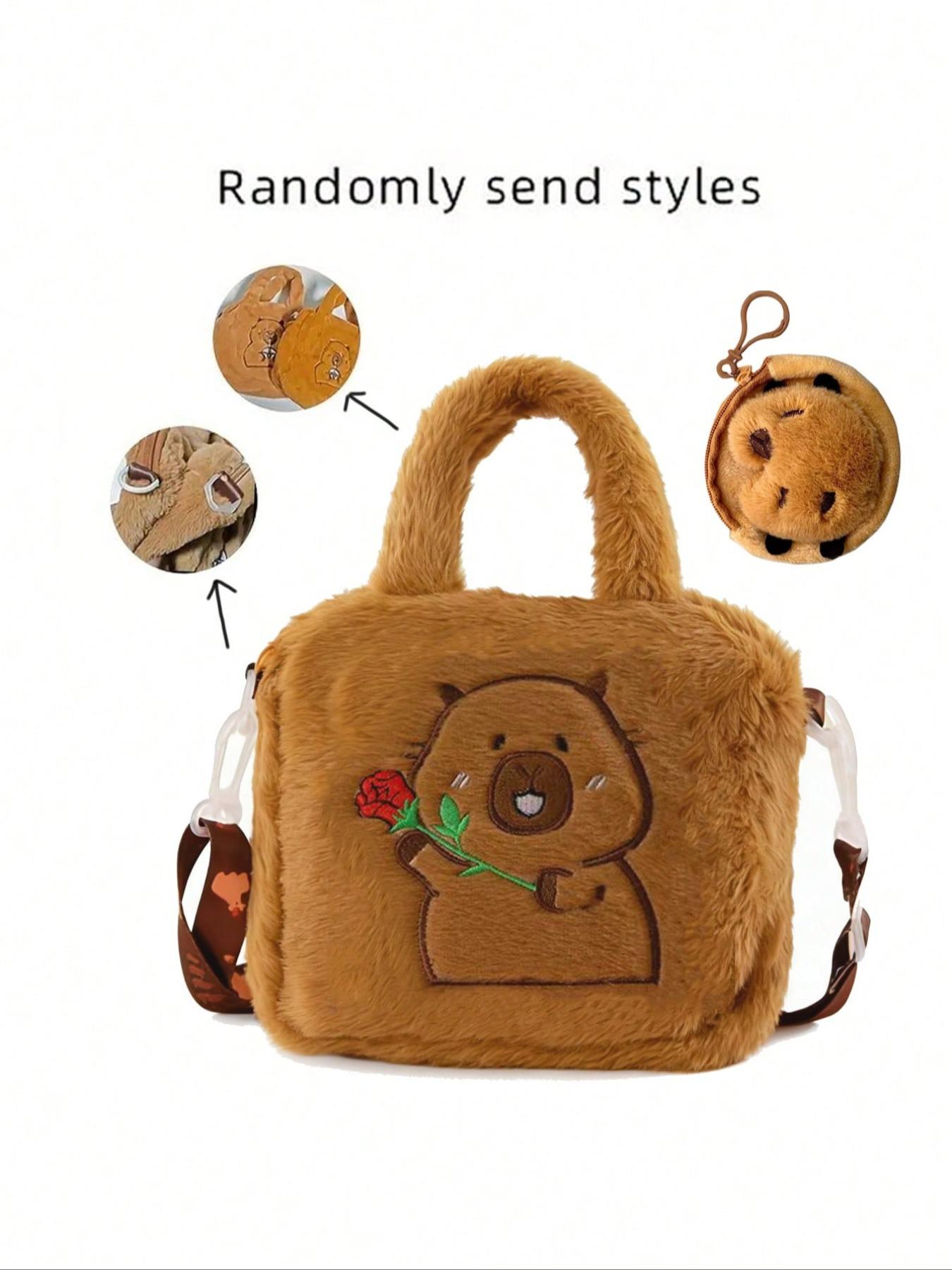 Dolphin Plush Crossbody Bag Set, Cute Animal Pattern, Soft Full Plush Material, Keychain, Small Item Organizer, Mother's Day Gift