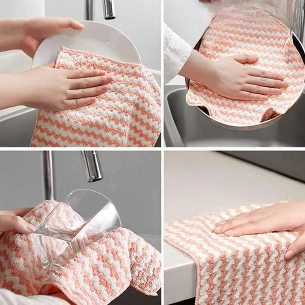 Ultra-Absorbent Microfiber Dish Cloths - Thickened Dual-Side for Kitchen, Bathroom & Restaurant Cleaning. Fast-Drying, Anti-Bacterial & Grease-Proof. Durable Multi-Surface Scrubber for Home & Commercial Use.
