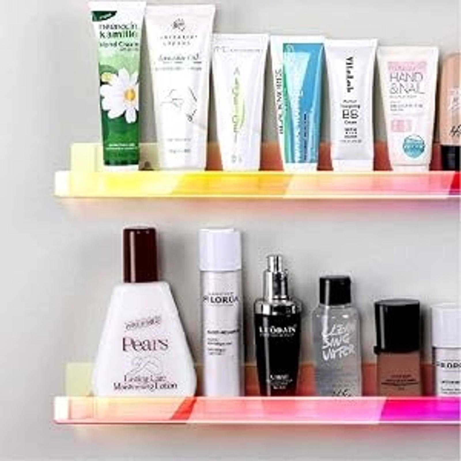 4 Pack 15 Inch Iridescent Acrylic Shelves, Clear Rainbow Floating Shelves for Wall, Modern Sunglasses Essential Oil Picture Ledge Display Toy Storage Wall Shelf 4 Pack 15 Inch Iridescent Acrylic Shelves, Clear Rainbow Floating Shelves for Wall, Modern Sunglasses Essential Oil Picture Ledge Display Toy Storage Wall Shelf