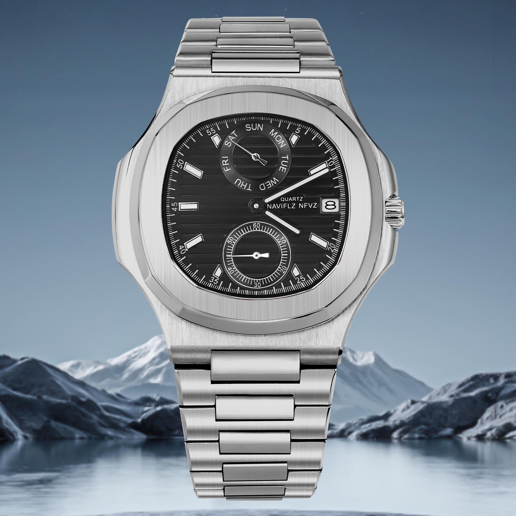 NAVIFLZ NFVZ  Luxury Men Wristwatch Business Waterproof Luminous Date Man Watch Stainless Steel Men's Quartz Watches Relogio Masculino