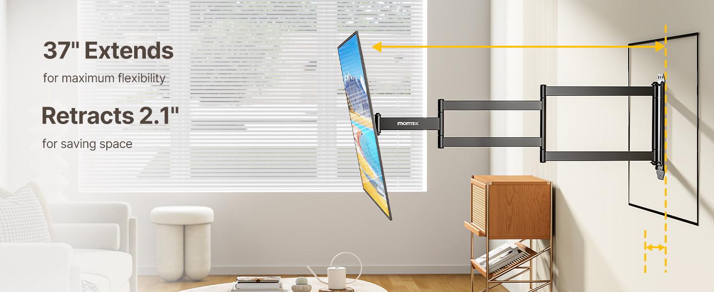 MonTek Long Arm TV Wall Mount for 23-65 Inch TVs, 29 Inch/37 Inch Long Extension TV Mount Swivel and Tilt, Full Motion Wall Mount Tv Bracket Fit Max VESA 400 x 400mm, Up to 77 lbs