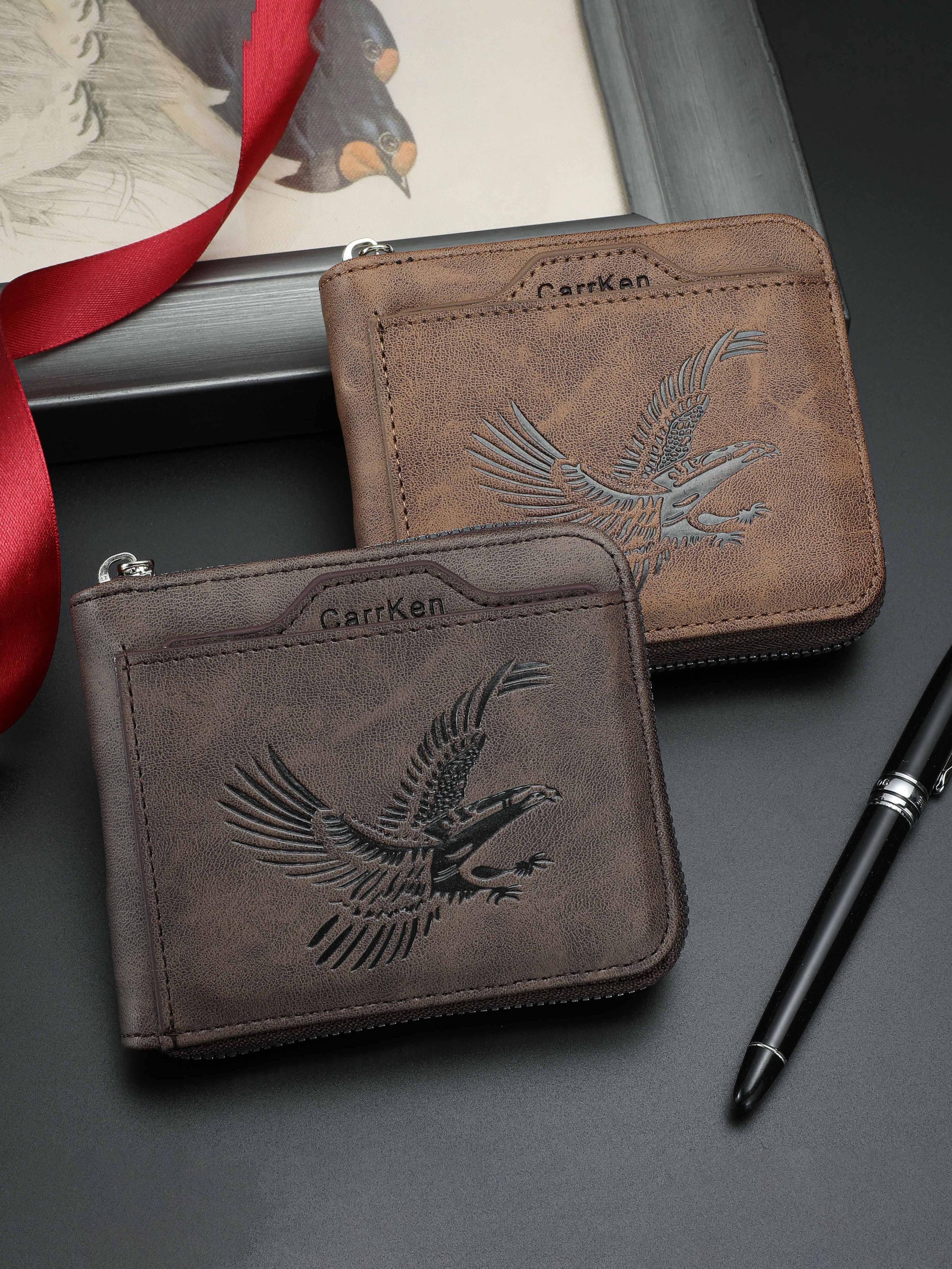2026 Premium Eagle Embossed Leather Wallet for Men – New Slim Bifold Design with RFID Security, Multiple Card Slots & ID Window – Durable Genuine Leather Trifold Alternative for Business & Casual Use -RR 2026 Premium Eagle Embossed Leather Wallet for Men – New Slim Bifold Design with RFID Security, Multiple Card Slots & ID Window – Durable Genuine Leather Trifold Alternative for Business & Casual Use -RR