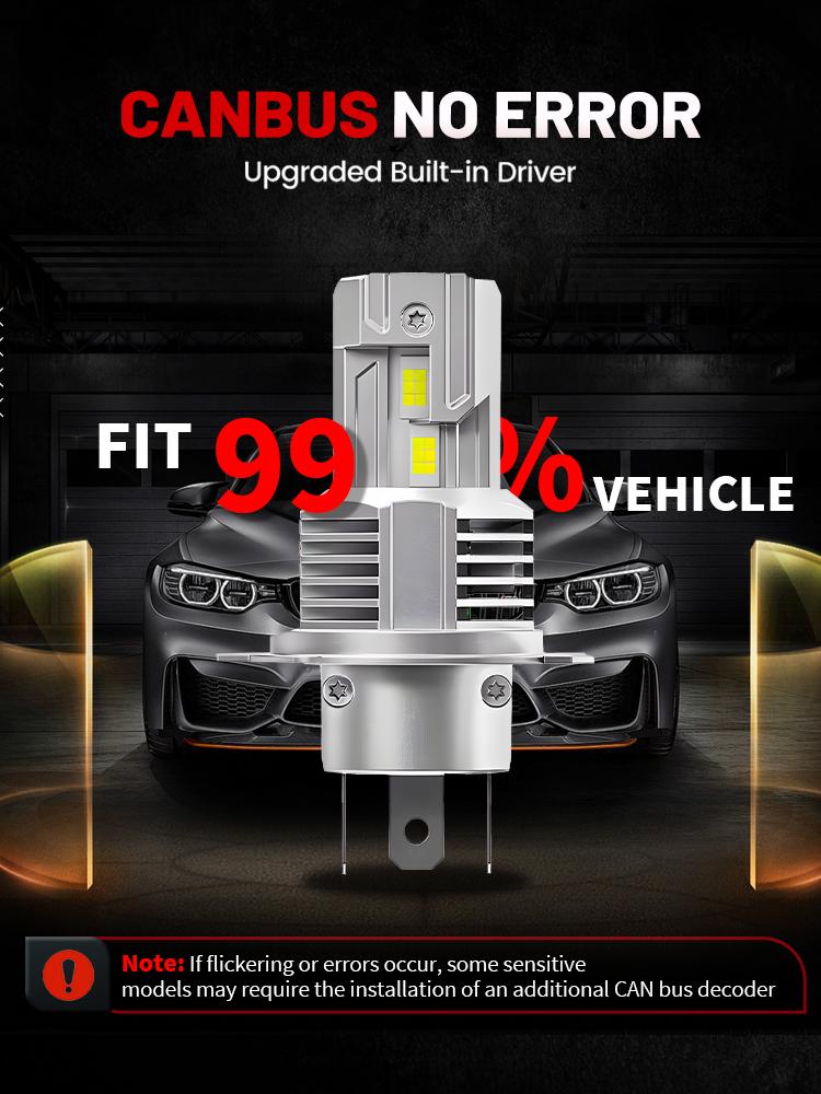 2pcs H7 H4 H11 LED Bulb H1 9005 HB3 9006 HB4 Headlight for Car CANBUS High Power Auto Lights 6000K Mini Wireless Turbo Fan Automobile LED Headlamp 12V