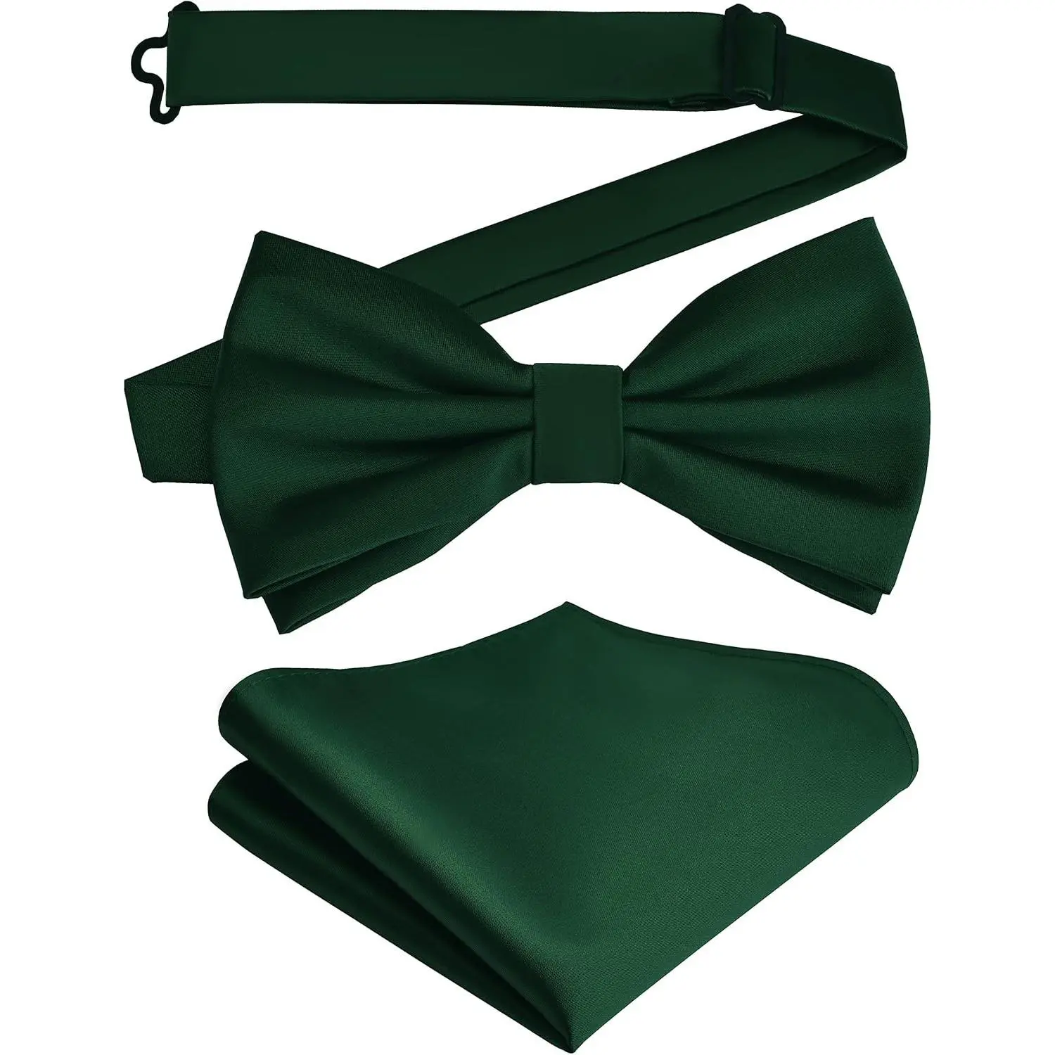 Men's Solid Color Double Fold Pre-Tied Bow Tie and Pocket Square Set(Gift)