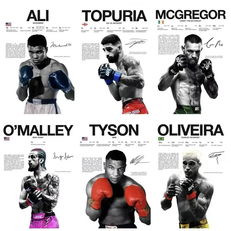 UFC Boxing Legend Champion Complete SeriesCollectible Canvas Poster, Tyson, Ali, Conor,Oliveira Fighters, Vintage Black and WhiteSigned Style Wall Art, Perfect for Men's Gym,Bedroom, Dorm, A Must-Have Collection forMMA and Boxing F nature inspired luxury