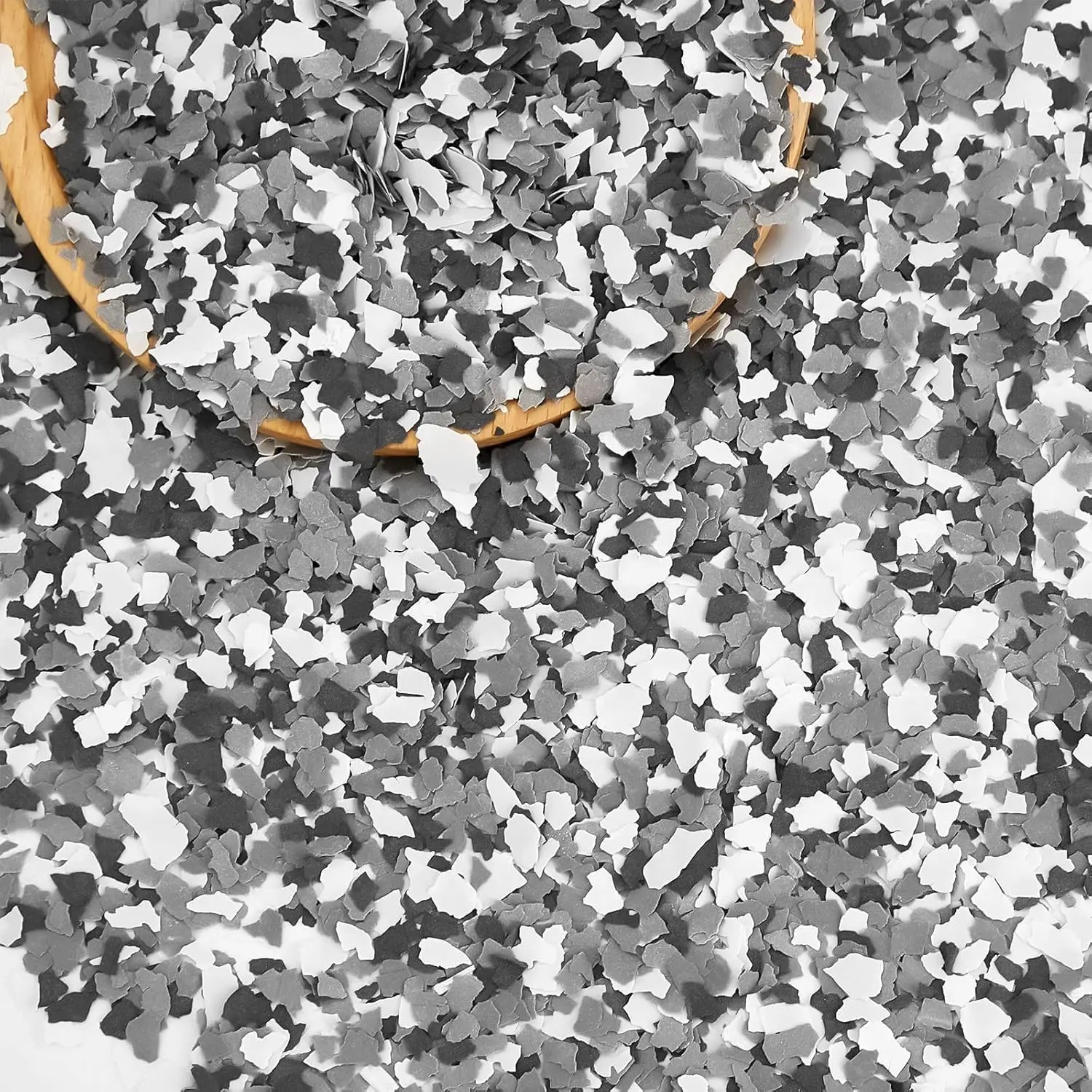 2.8 Kg/ 6.17 lb Blend Decorative Color Chips Epoxy Flakes for Garage Floor Concrete Coatings Paint Chips for Wall Interior Exterior Basement Black White Grey 2-4 mm