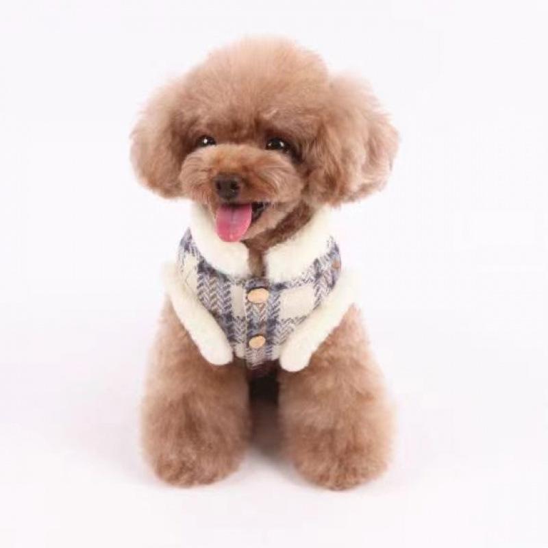 Dog Clothes Autumn Winter Warm Fleece Lined Thick with Leash Attachment Vest for Teddy Bichon Small Dogs