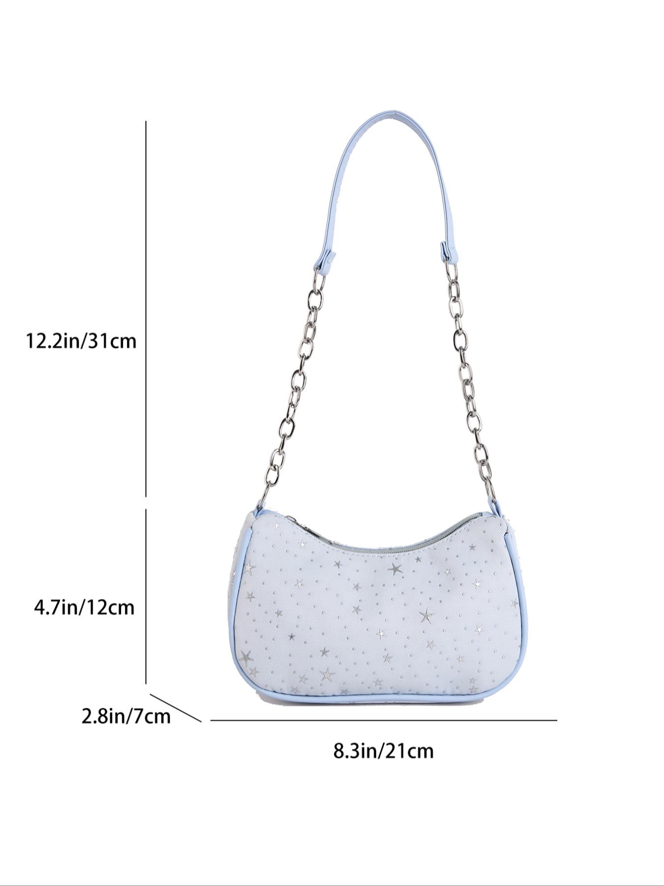 Gentle Star Print Underarm Bag, Adjustable Drawstring Handle, Spring Summer Commuter Shoulder Bag, Trending 2026 Fashion Accessory