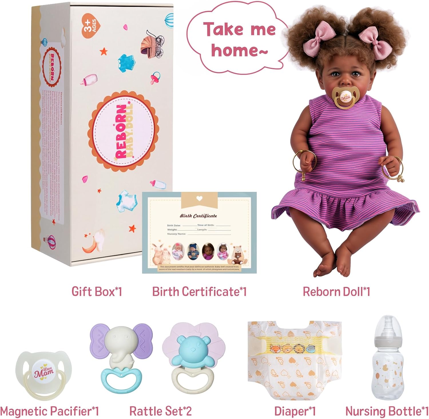 BABESIDE Reborn Baby Dolls - 17/20 Inch Cute Soft Vinyl Realistic Baby Doll Girl Poseable Smiling Real Life Rebornbabydoll with Complete Accessories for 3+ Years Old Gifts