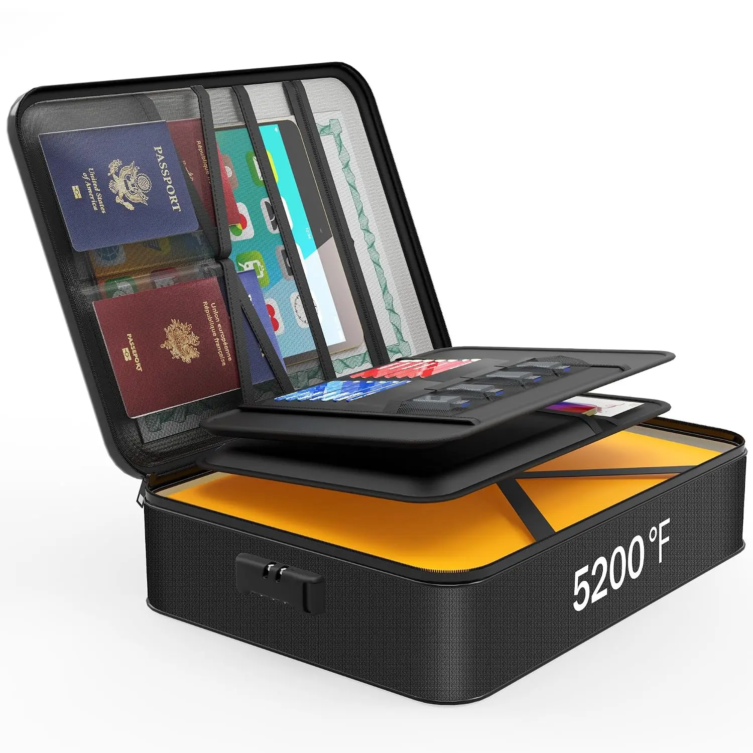 5200℉ Fireproof Document Box with Lock 8-Layer