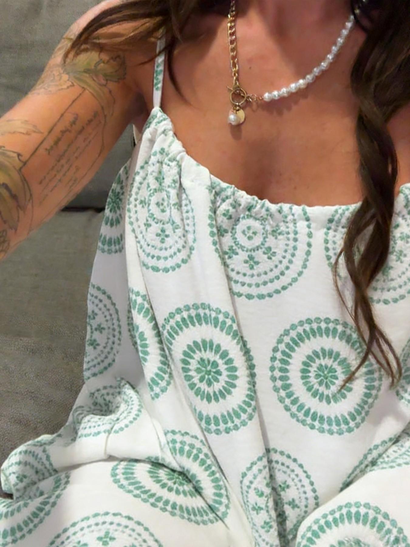 Women's Printed Backless Long Dress, Loose Fit Vacation Style, Sleeveless Halter Neck, Summer Fashion, Casual Wear, Bohemian Print Dresses