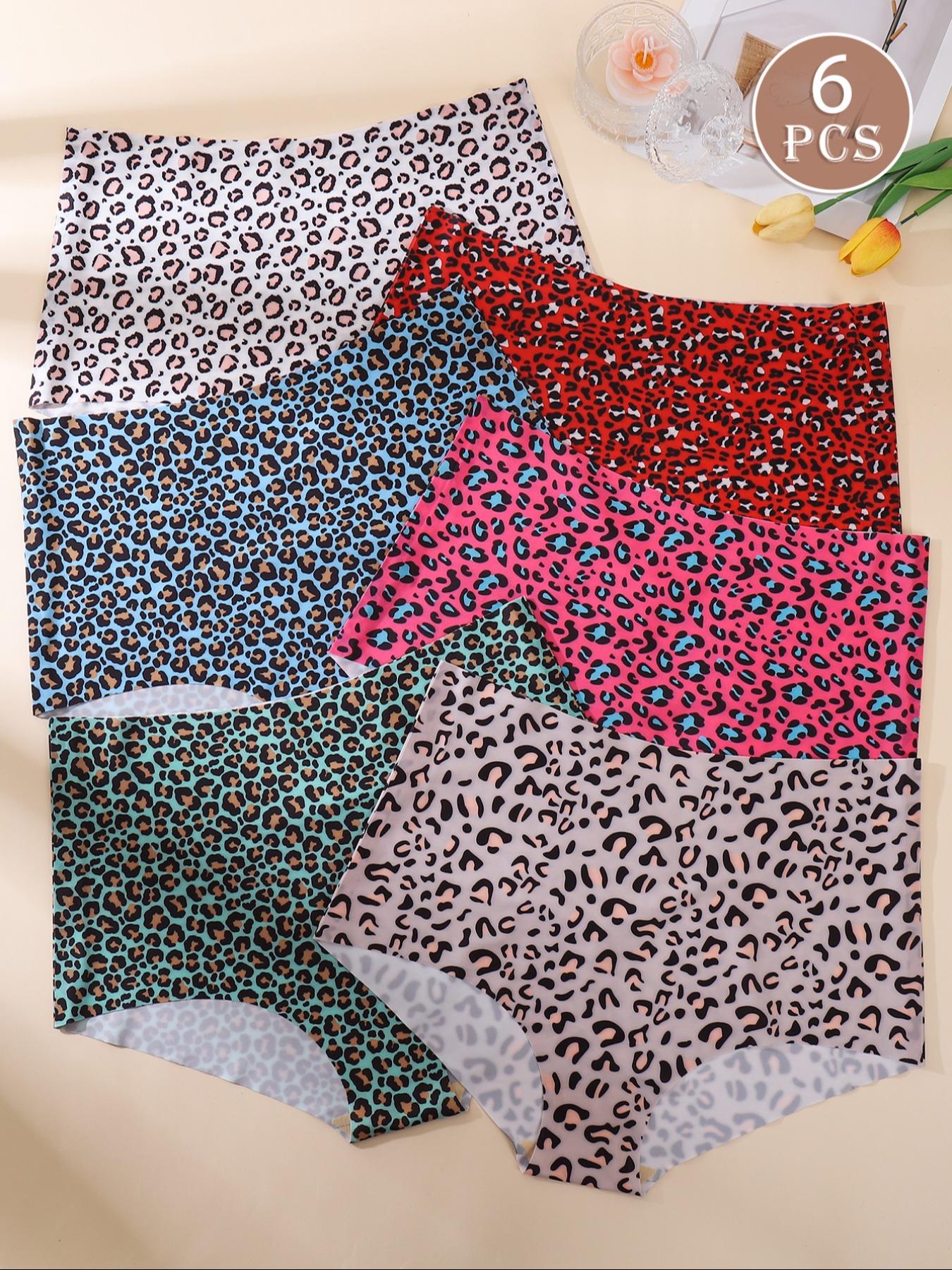 【Plus Size】 Women's Leopard Print Panty, Breathable Comfortable Seamless Knicker for Daily Wear, Casual Breathable Knicker, Women's Underwear for All Seasons