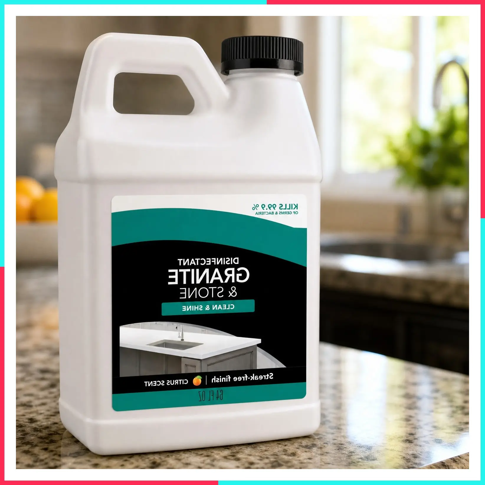 Disinfecting Granite Daily Clean & Shine Refill, 64 Oz - Safely Cleans, Disinfects and Shines Granite, Marble, Soapstone, Quartz, Quartzite, Slate, Limestone, Corian, Laminate & Tile Countertops