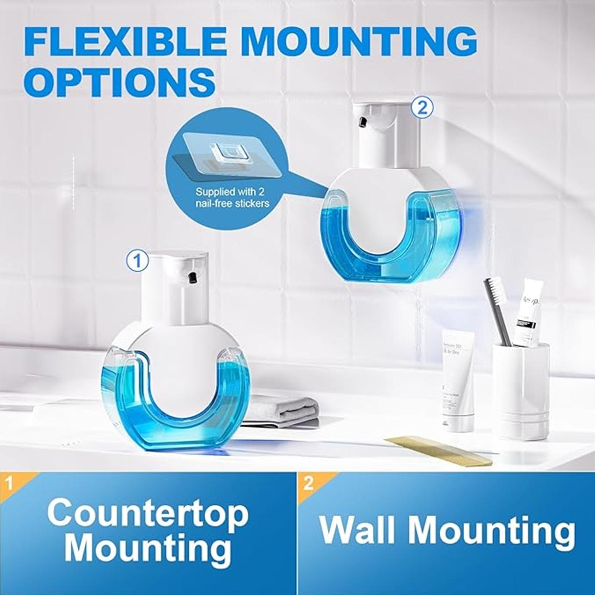 [Wall Mounted | Automatic] Automatic Foam Soap Dispenser, Large Capacity, Wall Mounted | Resin, USB Rechargeable Lithium Battery, Contactless Hand Sanitizer Pump | for Kitchen And Bathroom