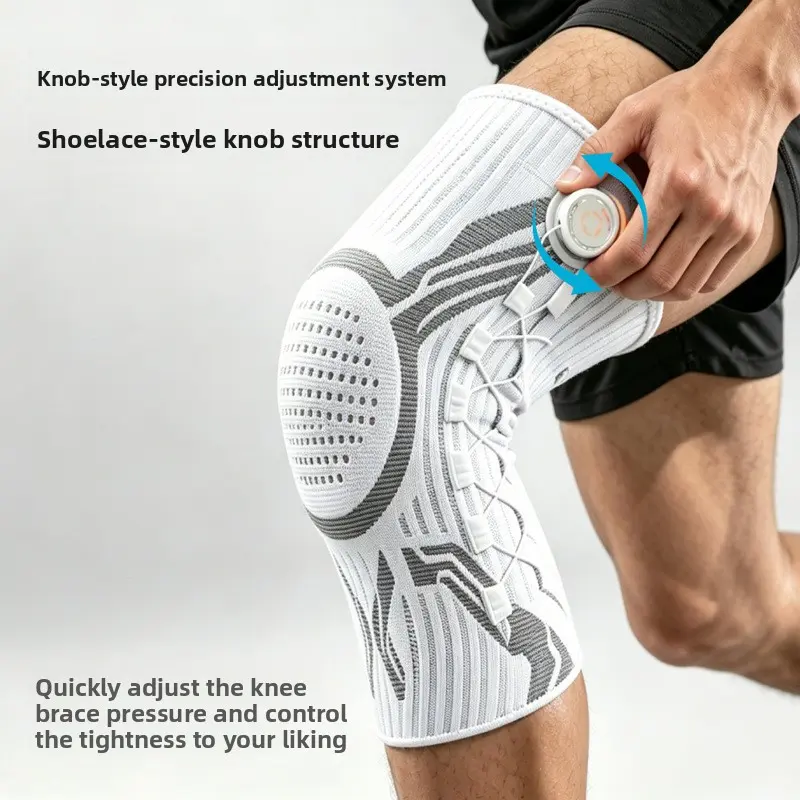 Adjustable Knee Brace with Thick Silicone Pad, 3D Knit Breathable Knee Support with Spring Stabilizers, Knee Compression Sleeve for Basketball Running Workout, Christmas Halloween Gift