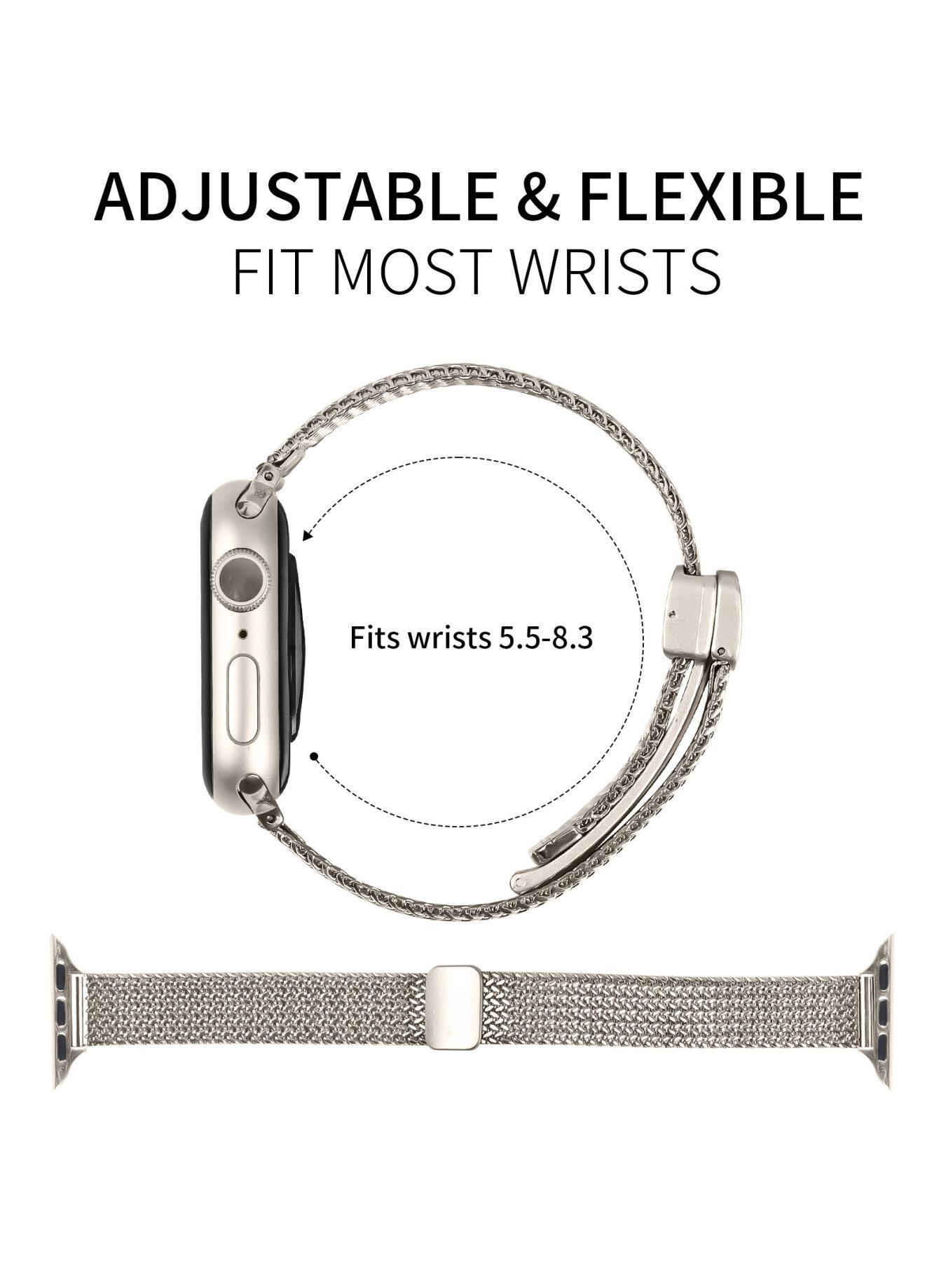 New strap compatible with Apple 1st to 11th generations, herringbone pattern magnetic folding clasp strap for Apple Watch Ultra