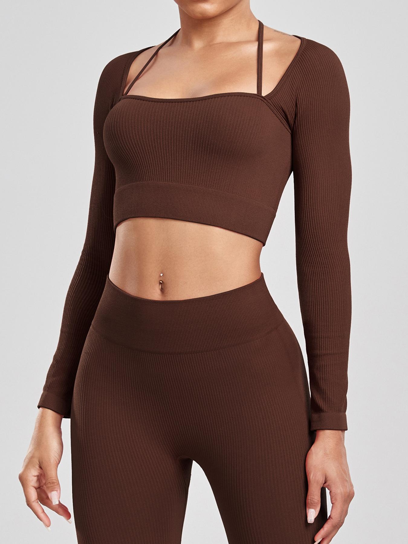 Seamless Long Sleeve Sports T-Shirt with Thumbholes, Comfortable Fit for Yoga & Exercise Classes, Perfect for Active Wear, Gym Tops, Athletic Yoga Tops