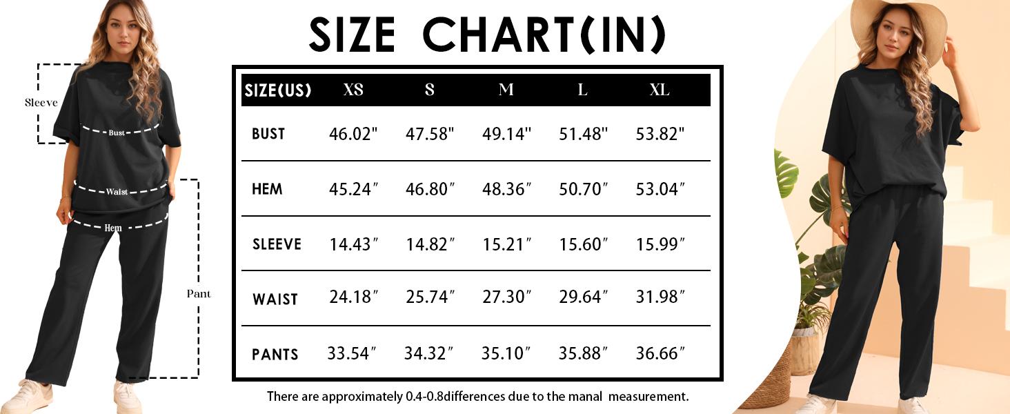 Songling Womens Casual Two Piece Outfits 3/4 Batwing Sleeve Crew Neck Top Wide Leg Pants Raw Edge Design Loungewear Set US Standard Size