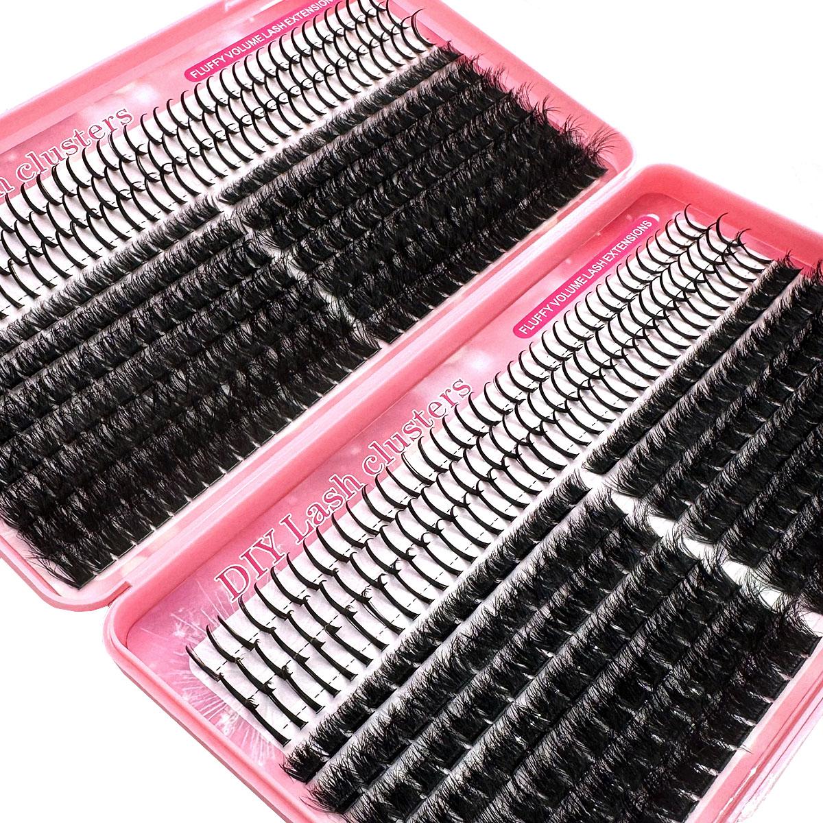 200D/150D/120D/100D/80D/60D/50DUniversal Eyelash Bundles 5-In-1 Set, Long 8-16mm Lashes for DIY Extensions, Perfect for Daily Makeup & Cosplay Events，suitable for daily life&weddings&dates&parties&music festivals&Halloween use, Lashes Clusters Kit