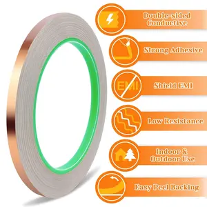 Copper Tape, Copper Foil Tape (20mm X 20M) Metal Conductive Adhesive for Slugs Guitar and EMI Shielding, Crafts, Electrical Repairs, Grounding