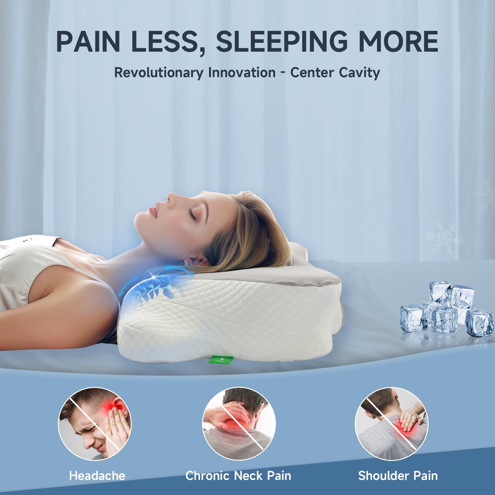 Z-HOM Cervical Pillow for Neck and Shoulder,Contour Memory Foam Pillow,Ergonomic Neck Support Pillow for Side Back Stomach Sleepers with Pillowcase