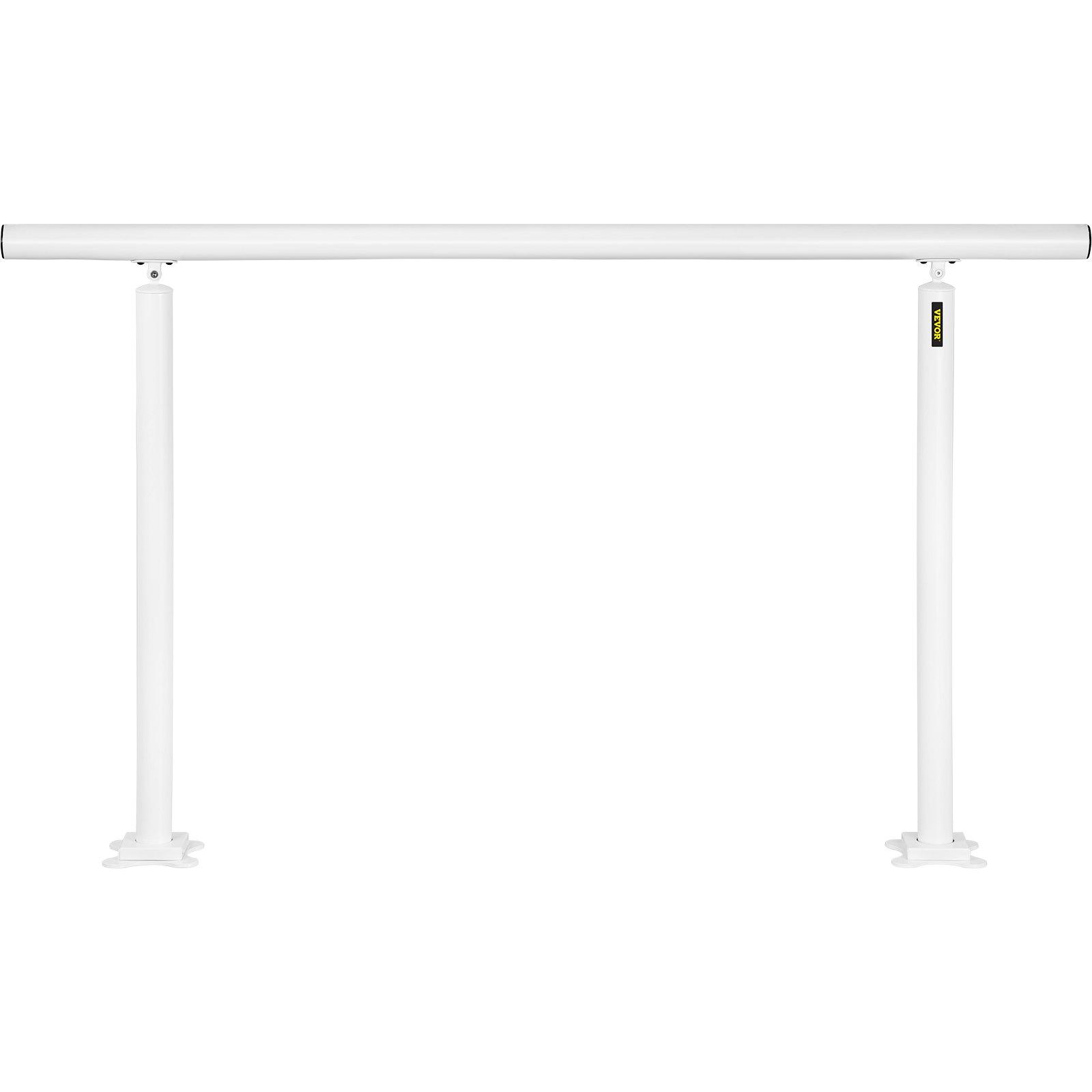 VEVOR Adjustable Aluminum Outdoor Stair Safety Rail Kit, 5 FT Angle-Adjustable Handrail for 0-5 Steps, White Safety Rail for the Elderly