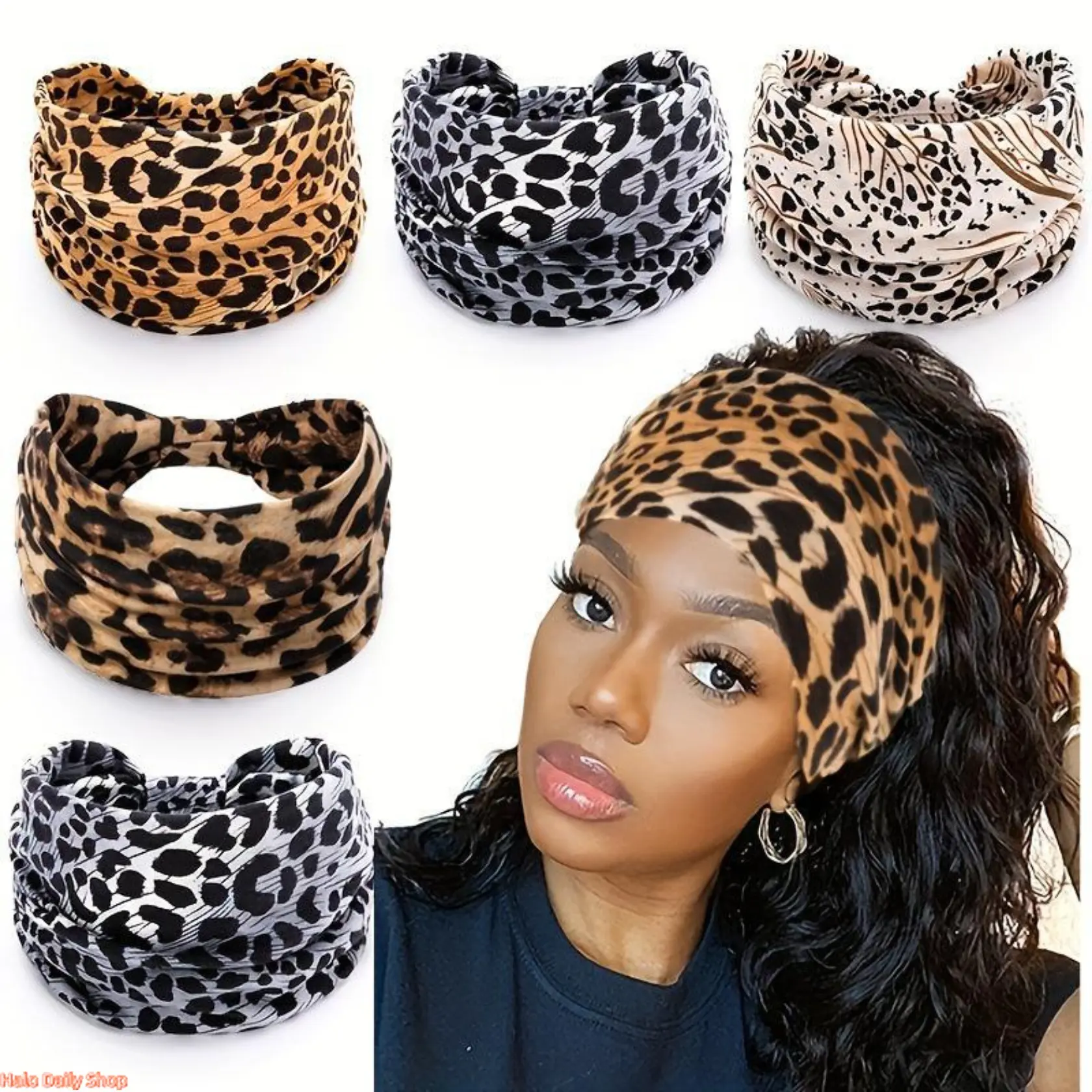 Women's 4-5 Pack Elastic Cotton Cashew-Designed Sports Headbands, Bohemian Sweat-Absorbent Workout Headbands for Fitness, Daily Wear, Workout Headband