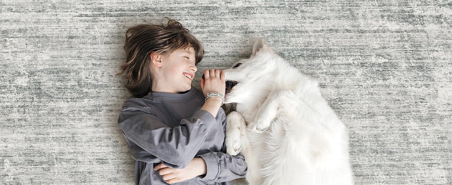 Art&Tuft Washable Area Rugs for Living Room, Non-Slip Backing Washable Rug, Modern Abstract Area Rug, Stain Resistant Rugs for Bedroom, Soft Large Area Rugs